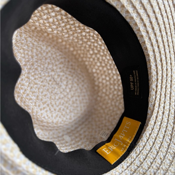 Eric Javits Cream Straw Hat with Black Band - Picture 6 of 9